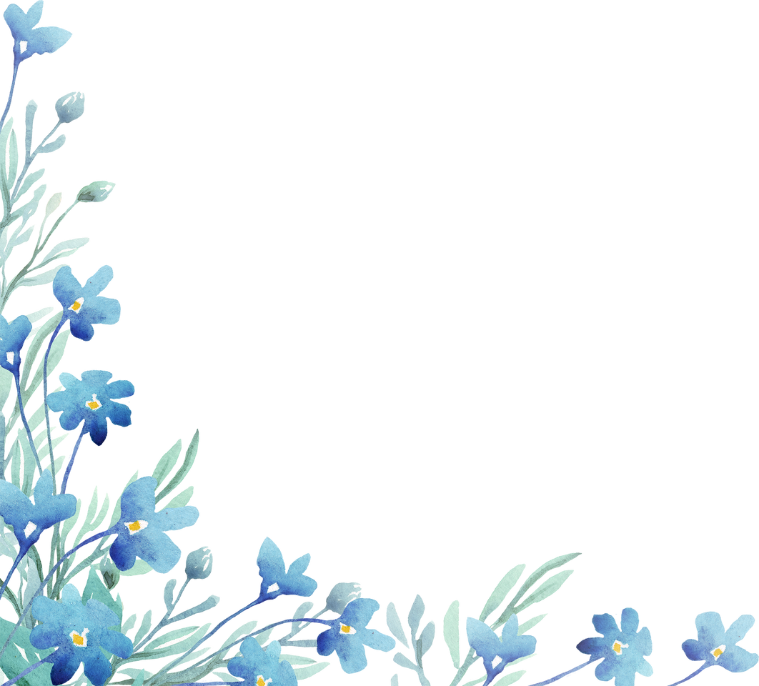 Forget-me-not flowers frame. Watercolor clipart